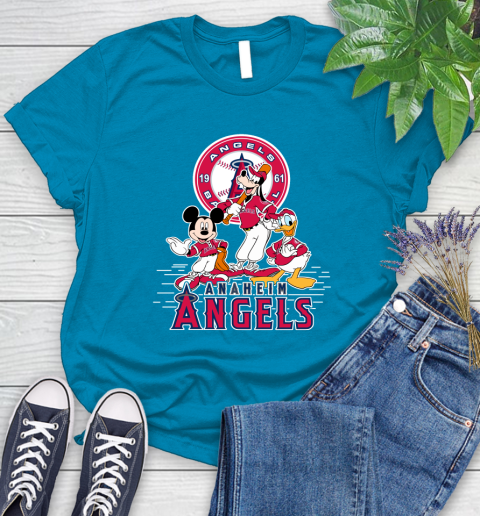 MLB Los Angeles Angels Mickey Mouse Donald Duck Goofy Baseball T Shirt Women's T-Shirt 10
