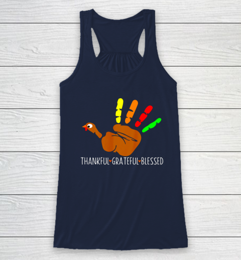 Thanksgiving Shirt Turkey Hand Print Funny Thanksgiving Day Racerback Tank 6