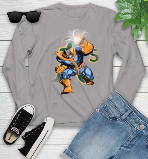 Oakland Athletics MLB Baseball Thanos Avengers Infinity War Marvel Youth Long Sleeve 5