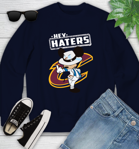 NBA Hey Haters Mickey Basketball Sports Cleveland Cavaliers Youth Sweatshirt 2