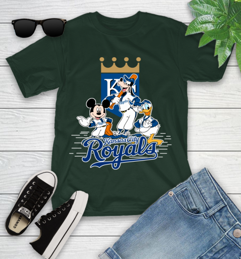 MLB Kansas City Royals Mickey Mouse Donald Duck Goofy Baseball T Shirt Youth T-Shirt 5