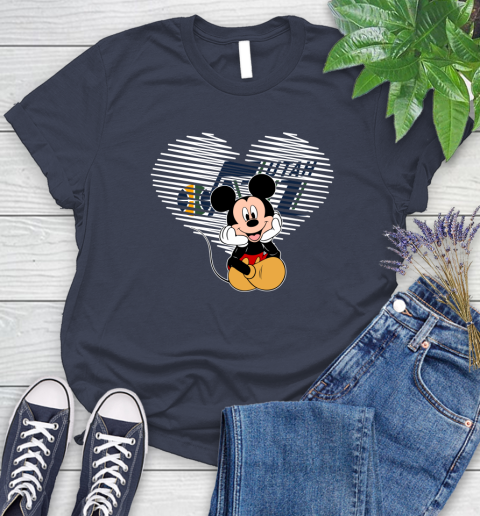 NBA Utah Jazz The Heart Mickey Mouse Disney Basketball Women's T-Shirt 14