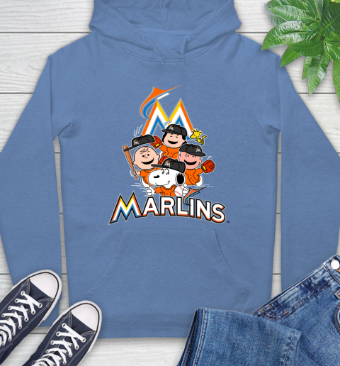 MLB Miami Marlins Snoopy Charlie Brown Woodstock The Peanuts Movie Baseball T Shirt Hoodie 11