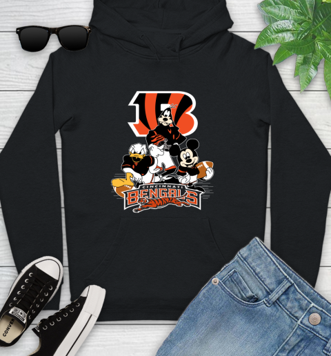 NFL Cincinnati Bengals Mickey Mouse Donald Duck Goofy Football Shirt Youth Hoodie