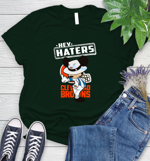 NFL Hey Haters Mickey Football Sports Cleveland Browns Women's T-Shirt 6