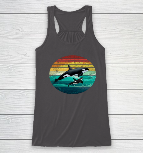 Orca Family Vintage Retro Art Killer Whale Family Racerback Tank 6