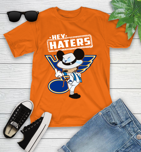 NHL Hey Haters Mickey Hockey Sports St.Louis Blues Youth T-Shirt 9