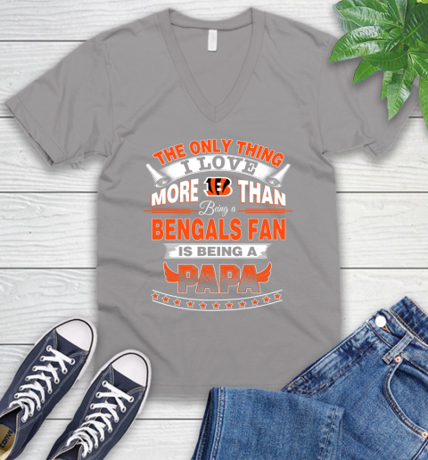 NFL The Only Thing I Love More Than Being A Cincinnati Bengals Fan Is Being A Papa Football V-Neck T-Shirt 3