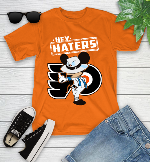 NHL Hey Haters Mickey Hockey Sports Philadelphia Flyers Youth T-Shirt 9