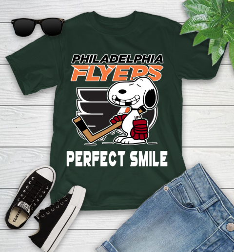 NHL Philadelphia Flyers Snoopy Perfect Smile The Peanuts Movie Hockey T Shirt Youth T-Shirt 5
