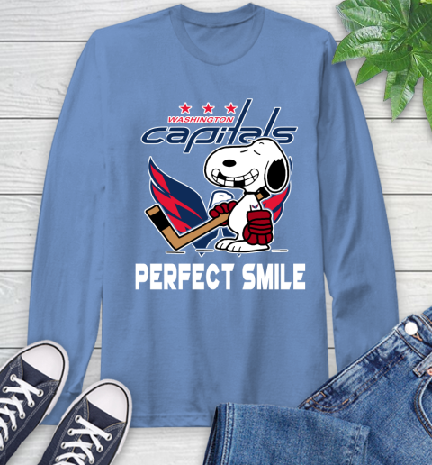 NHL Washington Capitals Snoopy Perfect Smile The Peanuts Movie Hockey T Shirt Long Sleeve T-Shirt 12