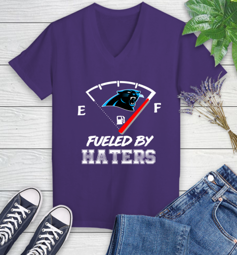Carolina Panthers NFL Football Fueled By Haters Sports Women's V-Neck T-Shirt 3