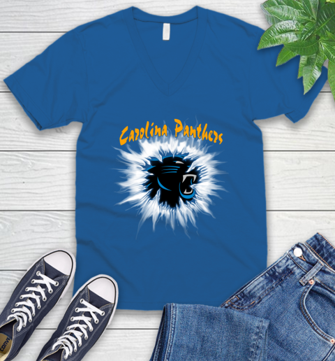 Carolina Panthers NFL Football Adoring Fan Rip Sports V-Neck T-Shirt 5