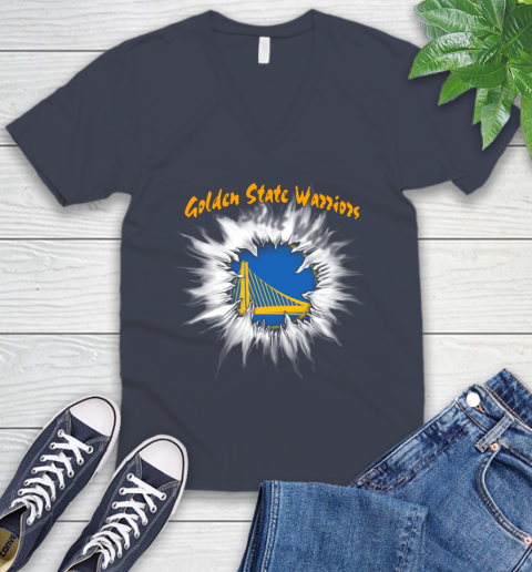 Golden State Warriors NBA Basketball Rip Sports V-Neck T-Shirt - Image 9