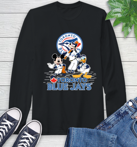 MLB Toronto Blue Jays Mickey Mouse Donald Duck Goofy Baseball T Shirt Long Sleeve T-Shirt