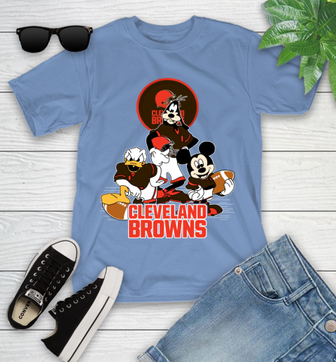 NFL Cleveland Browns Mickey Mouse Donald Duck Goofy Football Shirt Youth T-Shirt 15