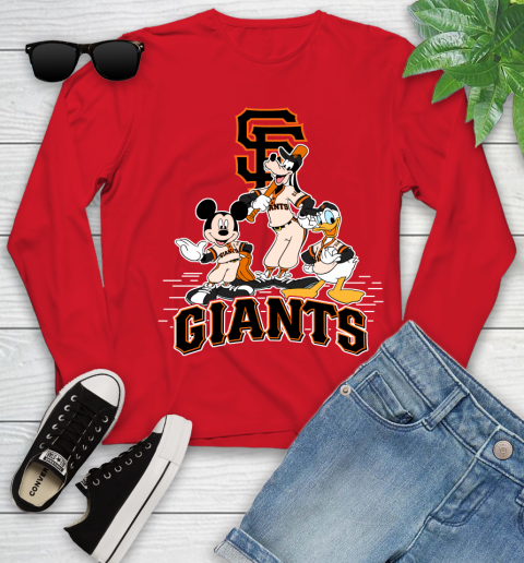 MLB San Francisco Giants Mickey Mouse Donald Duck Goofy Baseball T Shirt  Youth Long Sleeve