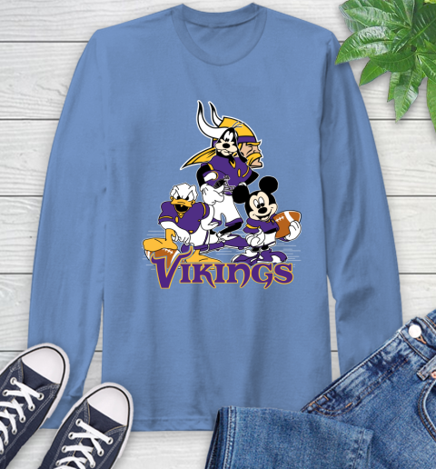 NFL Minnesota Vikings Mickey Mouse Donald Duck Goofy Football Shirt Long Sleeve T-Shirt 12