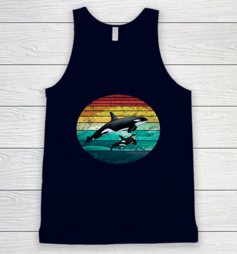 Orca Family Vintage Retro Art Killer Whale Family Tank Top 2