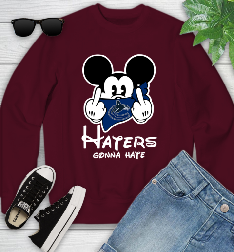 NHL Vancouver Canucks Haters Gonna Hate Mickey Mouse Disney Hockey T Shirt Youth Sweatshirt 4