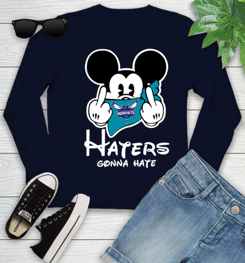 NBA Charlotte Hornets Haters Gonna Hate Mickey Mouse Disney Basketball T Shirt Youth Long Sleeve 2