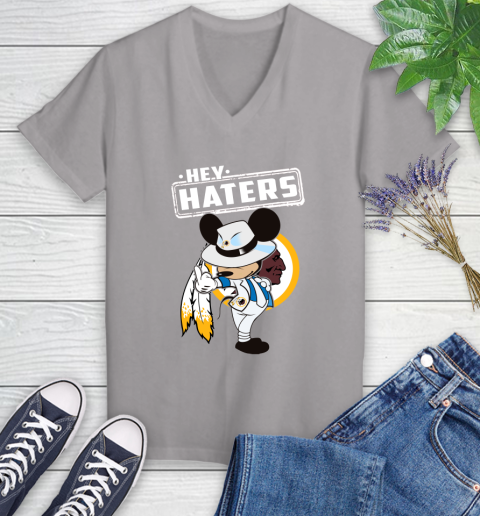 NFL Hey Haters Mickey Football Sports Washington Redskins Women's V-Neck T-Shirt 4