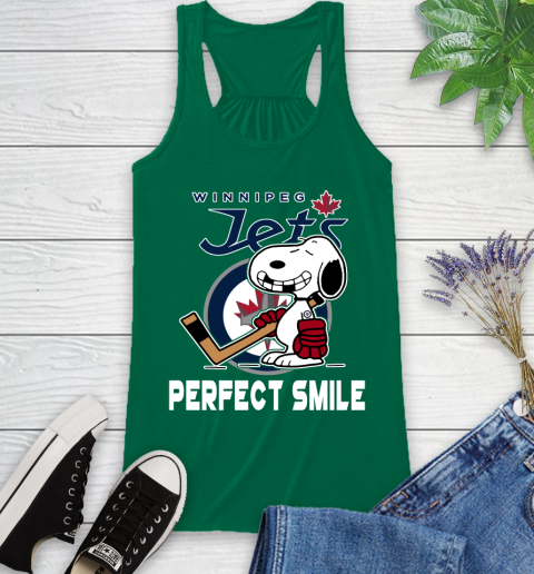 NHL Winnipeg Jets Snoopy Perfect Smile The Peanuts Movie Hockey T Shirt Racerback Tank 6