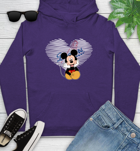 MLB Los Angeles Dodgers The Heart Mickey Mouse Disney Baseball T Shirt_000 Youth Hoodie 5