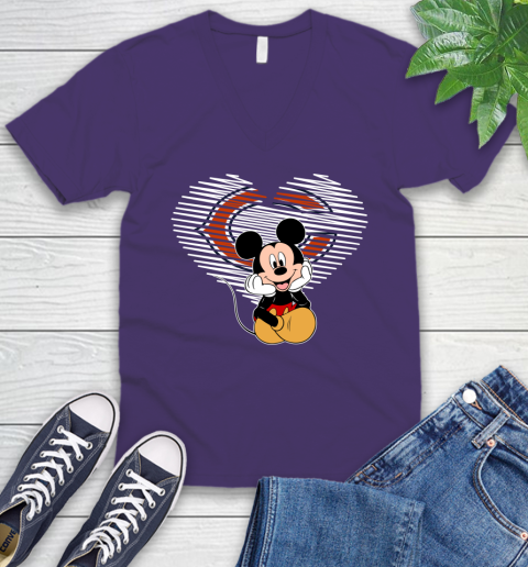 NFL Chicago Bears The Heart Mickey Mouse Disney Football T Shirt_000 V-Neck T-Shirt 9