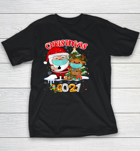 Santa Claus Vaccinated Xmas Lights Merry Christmas 2021 Youth T-Shirt