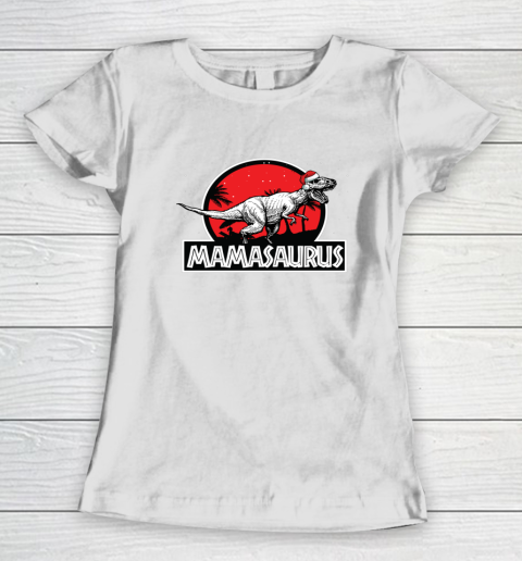 Mamasaurus Christmas Cool T Rex Dinosaur Santa Hat Mom Mama Women's T-Shirt
