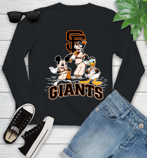 MLB San Francisco Giants Mickey Mouse Donald Duck Goofy Baseball T Shirt Youth Long Sleeve