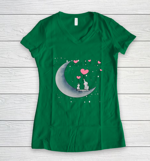 Heart Balloon Elephant Vintage Valentine Mom Crescent Moon Women's V-Neck T-Shirt 10