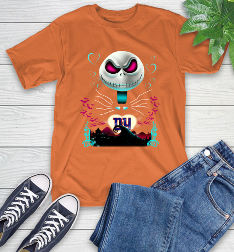 NFL New York Giants Jack Skellington Sally The Nightmare Before Christmas Football T-Shirt 4