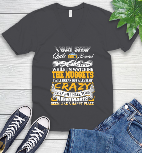 Denver Nuggets NBA Basketball Don't Mess With Me While I'm Watching My Team V-Neck T-Shirt 4