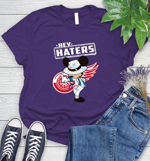 NHL Hey Haters Mickey Hockey Sports Detroit Red Wings Women's T-Shirt 4