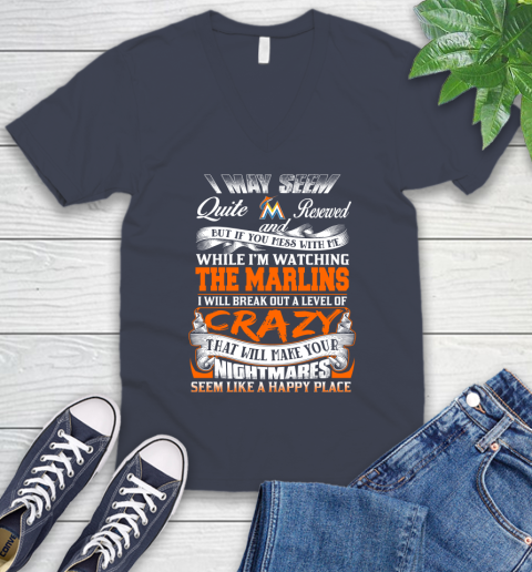 Miami Marlins MLB Baseball Don't Mess With Me While I'm Watching My Team V-Neck T-Shirt 8