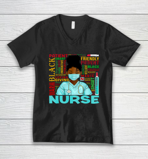 Black Nurse CNA RN 2022 Costume Black History Month Gifts V-Neck T-Shirt
