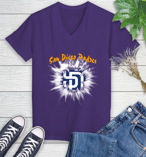 San Diego Padres MLB Baseball Adoring Fan Rip Sports Women's V-Neck T-Shirt 3