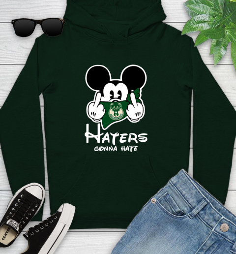 NBA Milwaukee Bucks Haters Gonna Hate Mickey Mouse Disney Basketball T Shirt Youth Hoodie 14