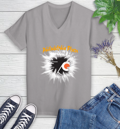 Philadelphia Flyers NHL Hockey Adoring Fan Rip Sports Women's V-Neck T-Shirt 4