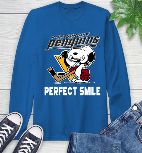 NHL Pittsburgh Penguins Snoopy Perfect Smile The Peanuts Movie Hockey T Shirt Long Sleeve T-Shirt 10