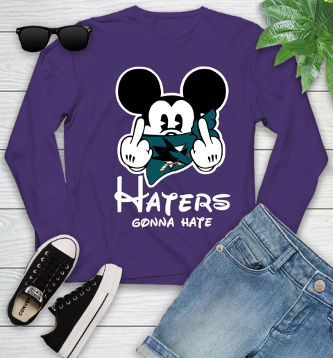 NHL San Jose Sharks Haters Gonna Hate Mickey Mouse Disney Hockey T Shirt Youth Long Sleeve 4