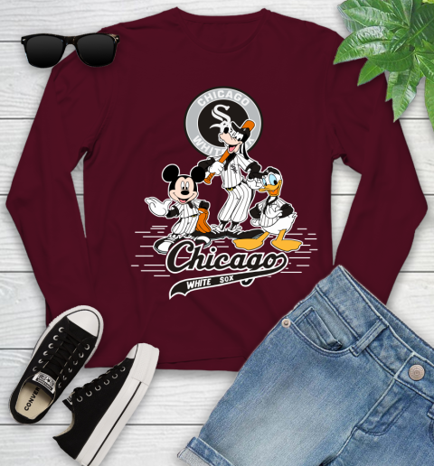 MLB Chicago White Sox Mickey Mouse Donald Duck Goofy Baseball T Shirt Youth Long Sleeve 6