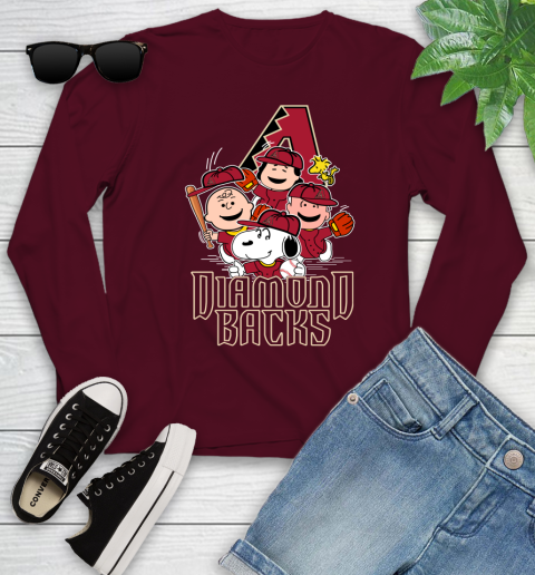 MLB Arizona Diamondbacks Snoopy Charlie Brown Woodstock The Peanuts Movie Baseball T Shirt_000 Youth Long Sleeve 6