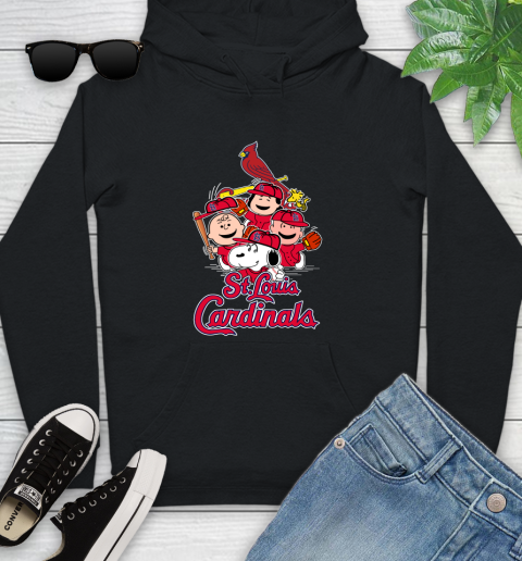 MLB St.Louis Cardinals Snoopy Charlie Brown Woodstock The Peanuts Movie Baseball T Shirt_000 Youth Hoodie