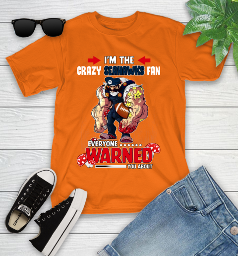 Seattle Seahawks NFL Football Mario I m The Crazy Fan Everyone Warned You About Youth T Shirt Tee For Sports