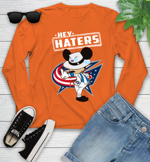 NHL Hey Haters Mickey Hockey Sports Columbus Blue Jackets Youth Long Sleeve 3