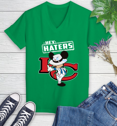 NFL Hey Haters Mickey Football Sports Kansas City Chiefs Women's V-Neck T-Shirt 5