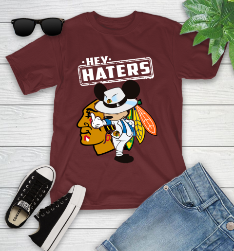 NHL Hey Haters Mickey Hockey Sports Chicago Blackhawks Youth T-Shirt 14